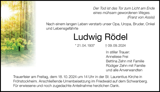 Anzeige von Ludwig Rödel von MGO