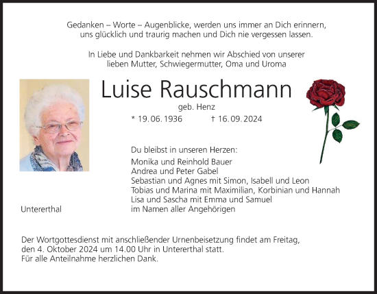 Anzeige von Luise Rauschmann von MGO