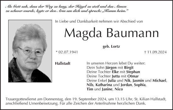 Anzeige von Magda Baumann von MGO