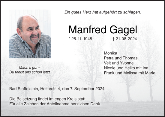 Anzeige von Manfred Gagel von MGO