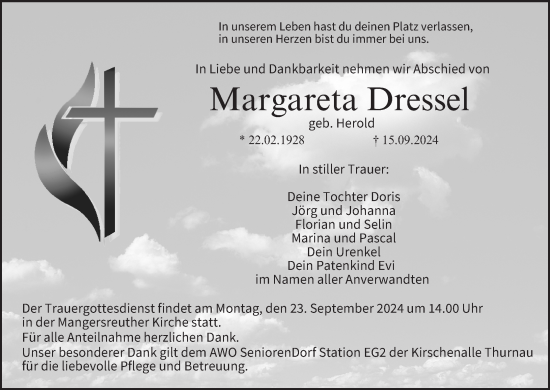 Anzeige von Margareta Dressel von MGO