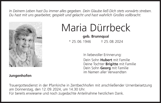 Anzeige von Maria Dürrbeck von MGO