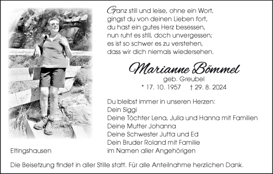 Anzeige von Marianne Bömmel von MGO