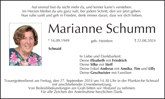 Anzeige von Marianne Schumm von MGO