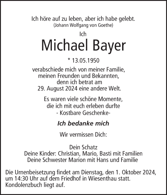 Anzeige von Michael Bayer von MGO