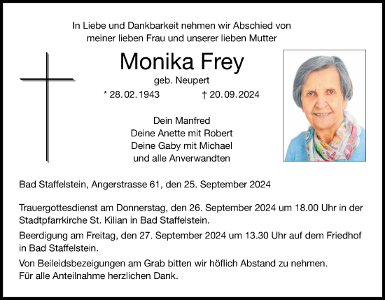 Anzeige von Monika Frey von MGO