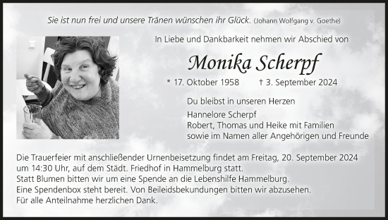 Anzeige von Monika Scherpf von MGO