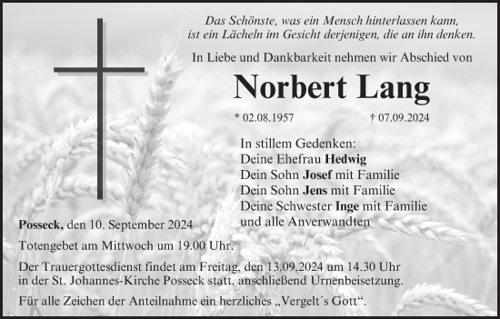 Anzeige von Norbert Lang von MGO