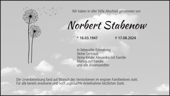 Anzeige von Norbert Stabenow von MGO