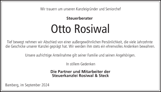 Anzeige von Otto Rosiwal von MGO