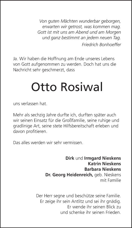 Anzeige von Otto Rosiwal von MGO