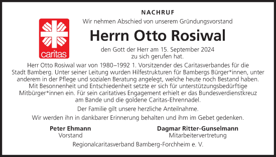 Anzeige von Otto Rosiwal von MGO