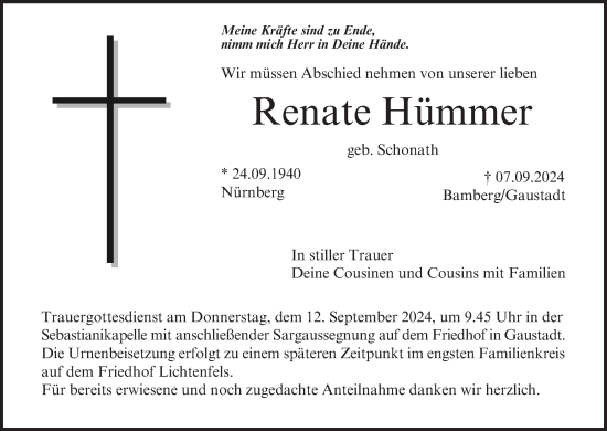 Anzeige von Renate Hümmer von MGO