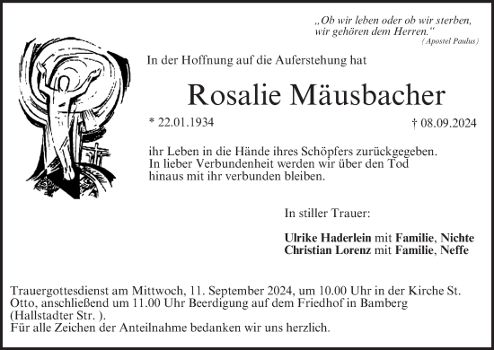 Anzeige von Rosalie Mäusbacher von MGO