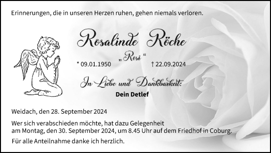 Anzeige von Rosalinde Röche von MGO