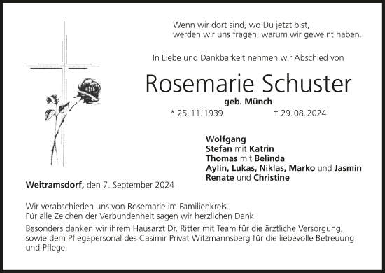 Anzeige von Rosemarie Schuster von MGO