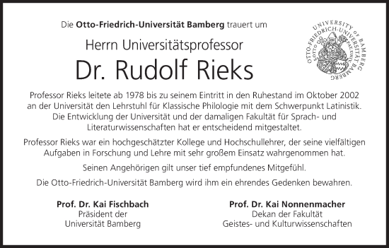 Anzeige von Rudolf Rieks von MGO