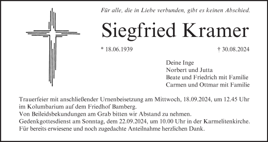 Anzeige von Siegfried Kramer von MGO