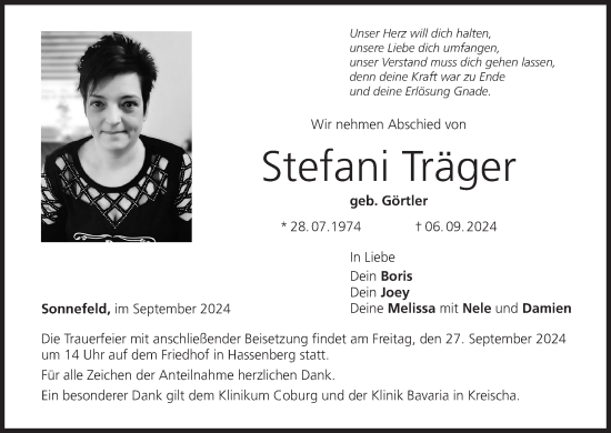 Anzeige von Stefani Träger von MGO