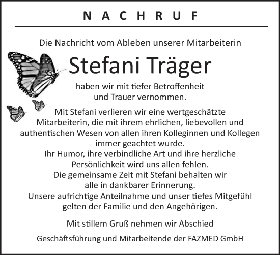 Anzeige von Stefani Träger von MGO