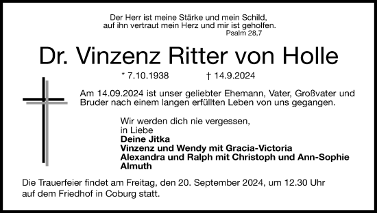 Anzeige von Vinzenz Ritter von Holle von MGO