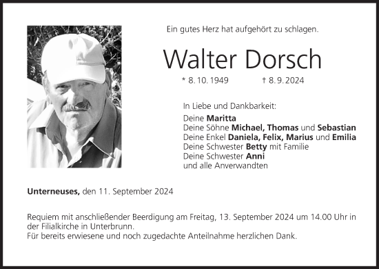 Anzeige von Walter Dorsch von MGO