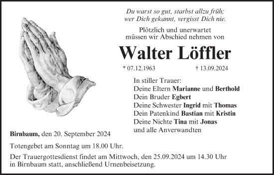 Anzeige von Walter Löffler von MGO