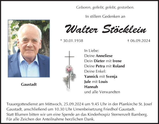 Anzeige von Walter Stöcklein von MGO