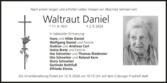 Anzeige von Waltraut Daniel von MGO