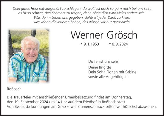 Anzeige von Werner Grösch von MGO