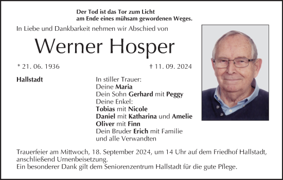 Anzeige von Werner Hosper von MGO