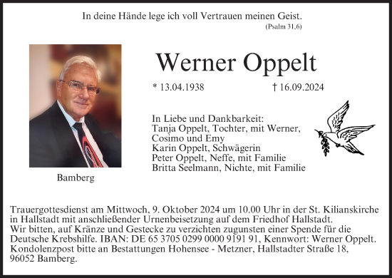 Anzeige von Werner Oppelt von MGO