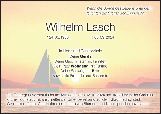 Anzeige von Wilhelm Lasch von MGO