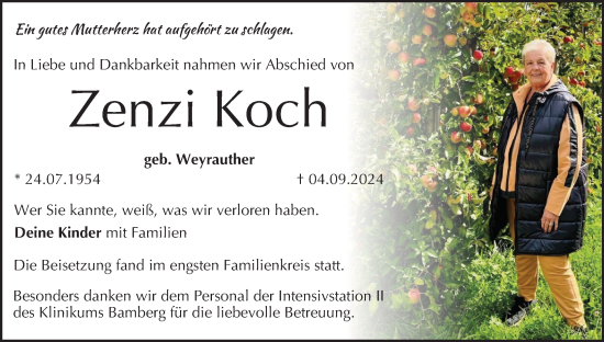 Anzeige von Zenzi Koch von MGO