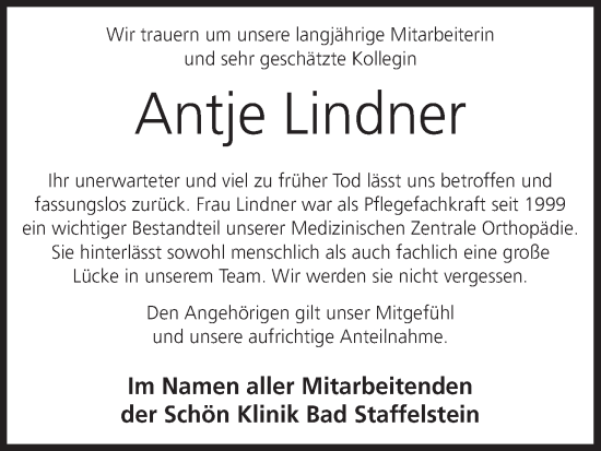 Anzeige von Antje Lindner von MGO