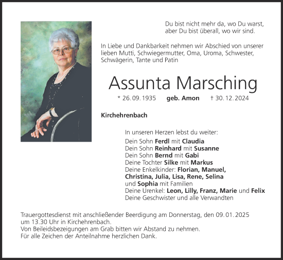 Anzeige von Assunta Marsching von MGO