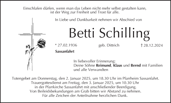 Anzeige von Betti Schilling von MGO