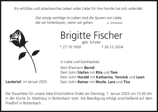 Anzeige von Brigitte Fischer von MGO