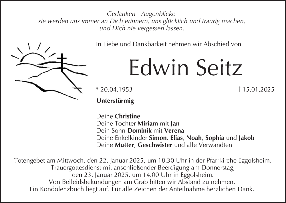  Traueranzeige für Edwin Seitz vom 18.01.2025 aus MGO