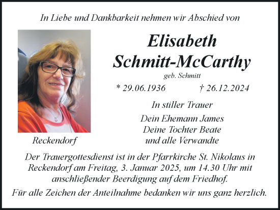 Anzeige von Elisabeth Schmitt-McCarthy von MGO