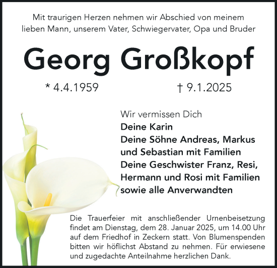 Anzeige von Georg Großkopf von MGO