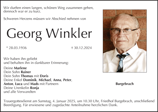 Anzeige von Georg Winkler von MGO