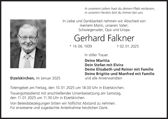 Anzeige von Gerhard Falkner von MGO