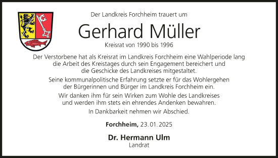 Anzeige von Gerhard Müller von MGO