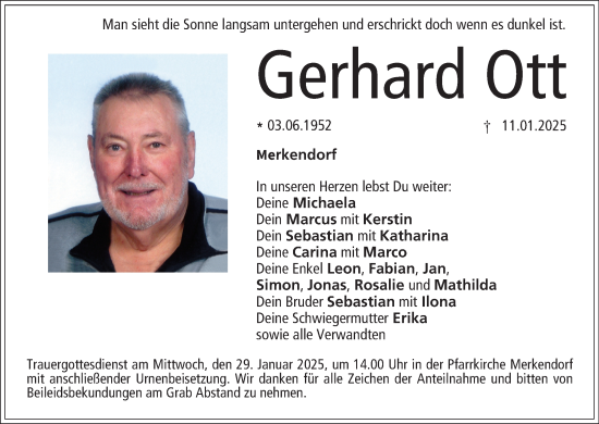 Anzeige von Gerhard Ott von MGO