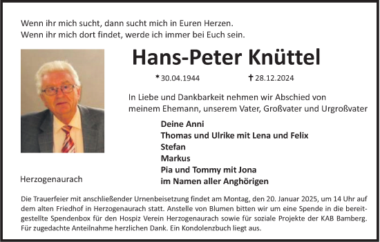 Anzeige von Hans-Peter Knüttel von MGO