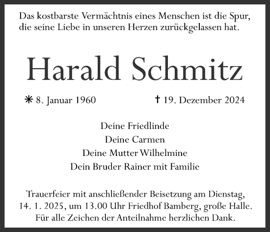 Anzeige von Harald Schmitz von MGO