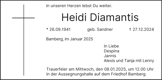 Anzeige von Heidi Diamantis von MGO