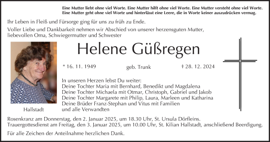 Anzeige von Helene Güßregen von MGO