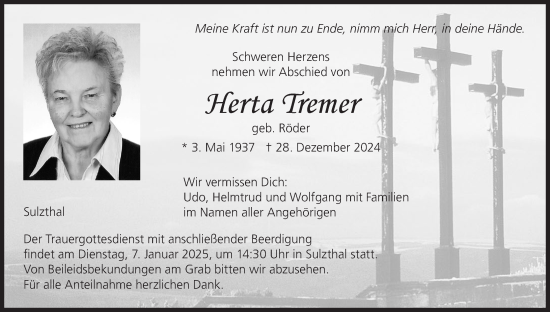 Anzeige von Herta Tremer von MGO